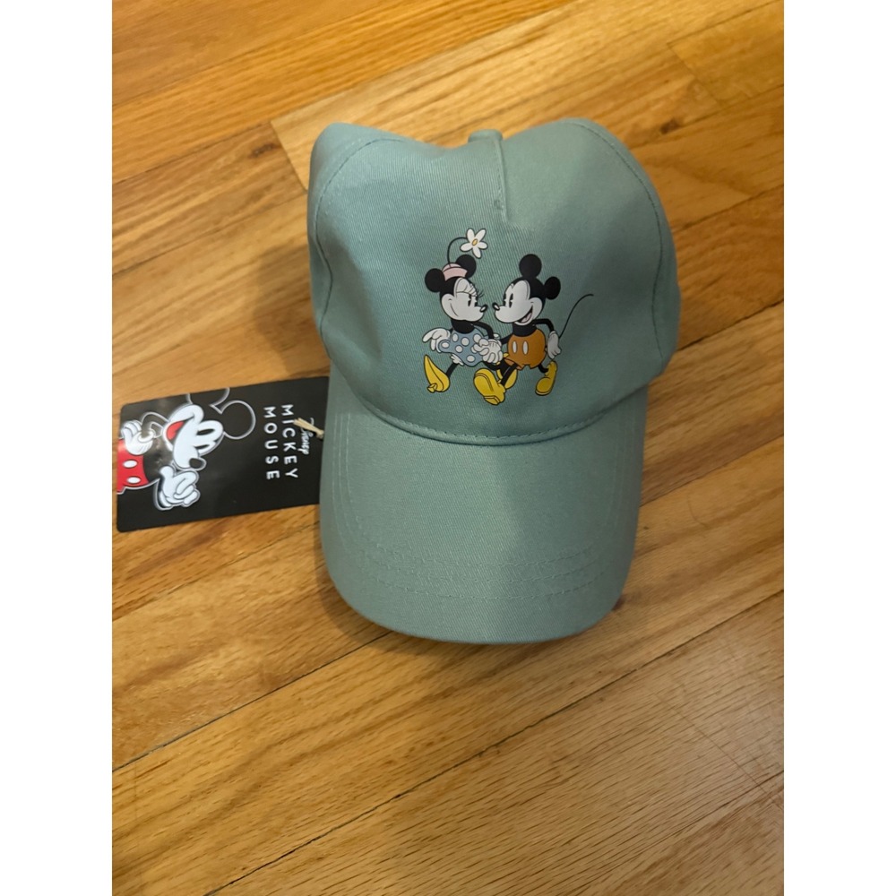 Disney Mickey Mouse Pastel Green Baseball Cap Embroidered Mickey Minnie Couple